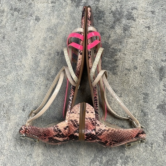 LOUISE ET CIE Snakeskin Eleri Sandals Strappy Flats Boho Sz 9.5 - Picture 9 of 12